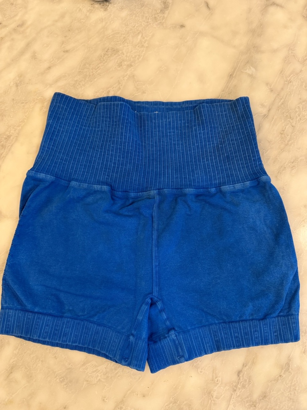 FP Movement by Free People Ribbed High-Waist Blue Lounge Shorts
